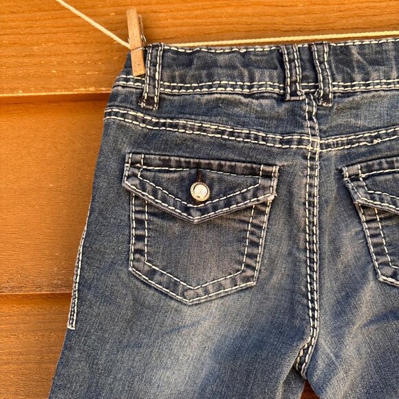 Girls Cherokee Denim Shorts L 10/12 With Rhinestone Back Pockets Adjustable Wais - Picture 9 of 13